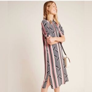 Anthropologie Mackenzie MockNeck Striped Tunic Shift Dress Size Small